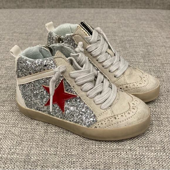 NEW Shu Shop Paulina Toddler Sneakers in Silver Glitter New in Box size 7 - Picture 1 of 6